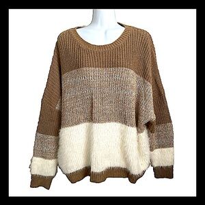 Shop the Mint Tri Color Sweater size L Womens cuddly cottage oversize comfy cozy